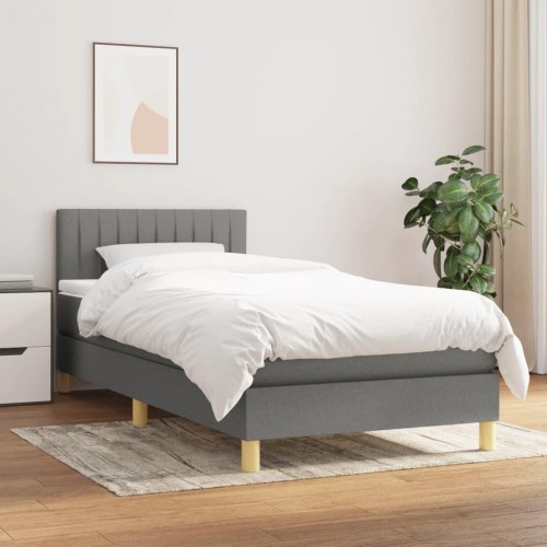 Kontinentalseng med madras 90x190 cm - stof, mørkegrå