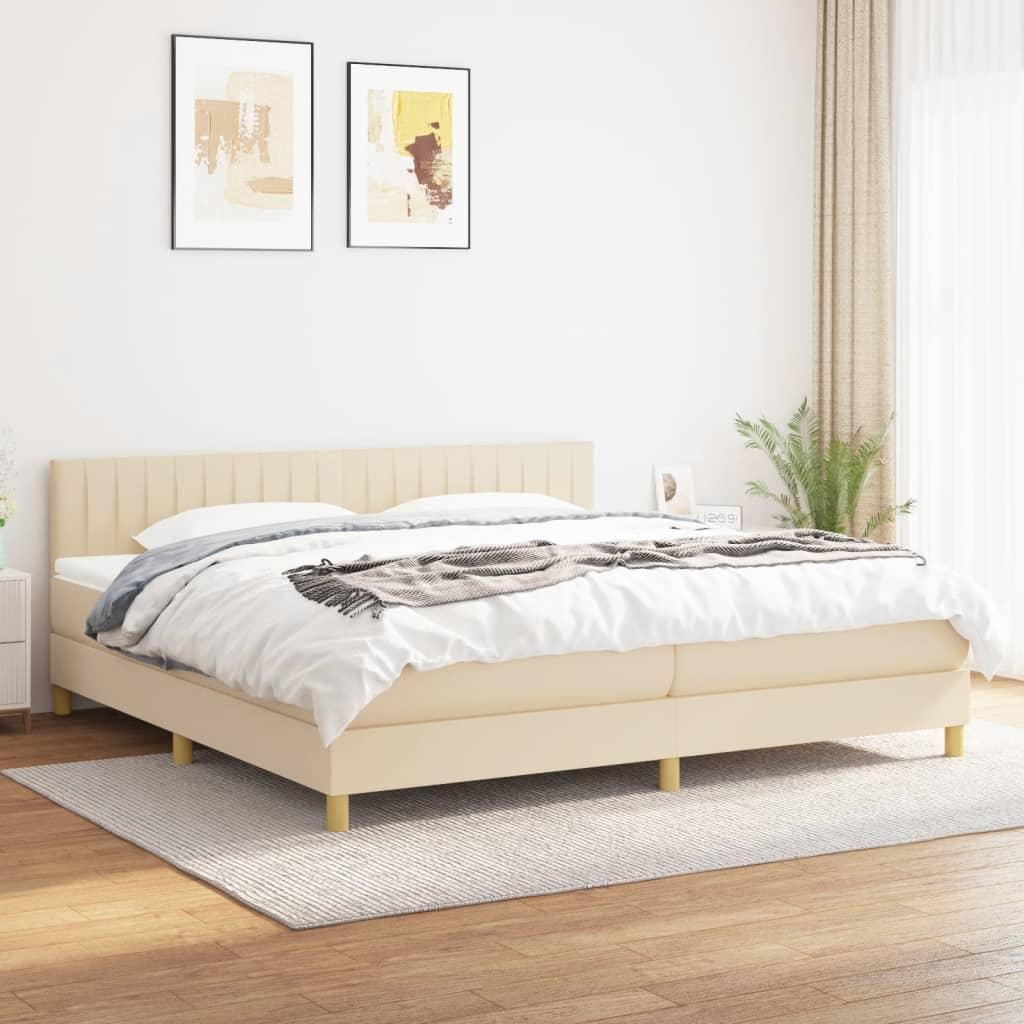 Kontinentalseng Med Madras Stof Farvet Creme - Lodrette striber / 200 x 200 cm