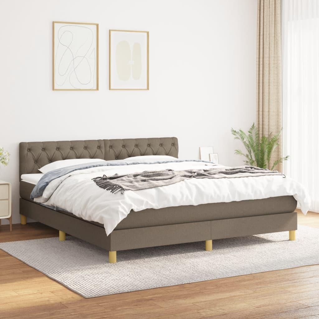 Boxmadras Med Topmadras Med Madras Lysegrå 90 X 190 Cm Stof - Gråbrun / 160 x 200 cm / Med pynteknapper