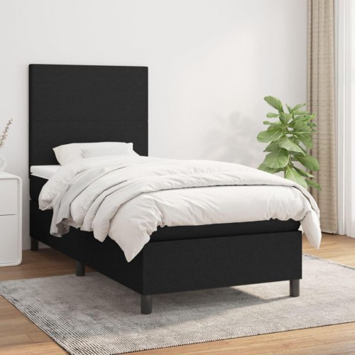 Kontinentalseng med madras 80×200 cm - stof, sort