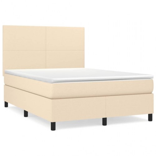 Kontinentalseng med madras 140×190 cm - stof, cremefarvet