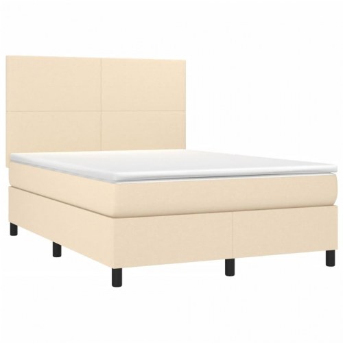 Kontinentalseng med madras 140×190 cm - stof, cremefarvet