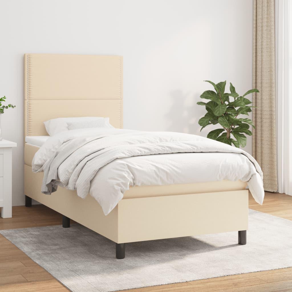 Kontinentalseng med madras 80x200 cm stof cremefarvet
