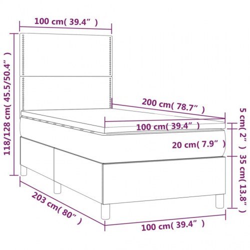 Kontinentalseng med madras 100×200 cm - stof, sort