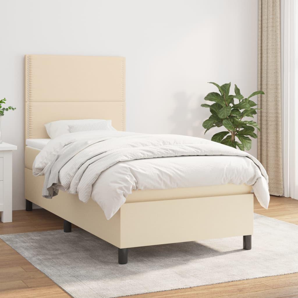 Kontinentalseng med madras 100×200 cm - stof, cremefarvet