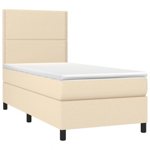 Kontinentalseng med madras 100×200 cm - stof, cremefarvet