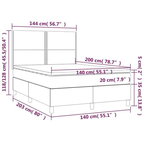 Kontinentalseng med madras 140x200 cm stof cremefarvet