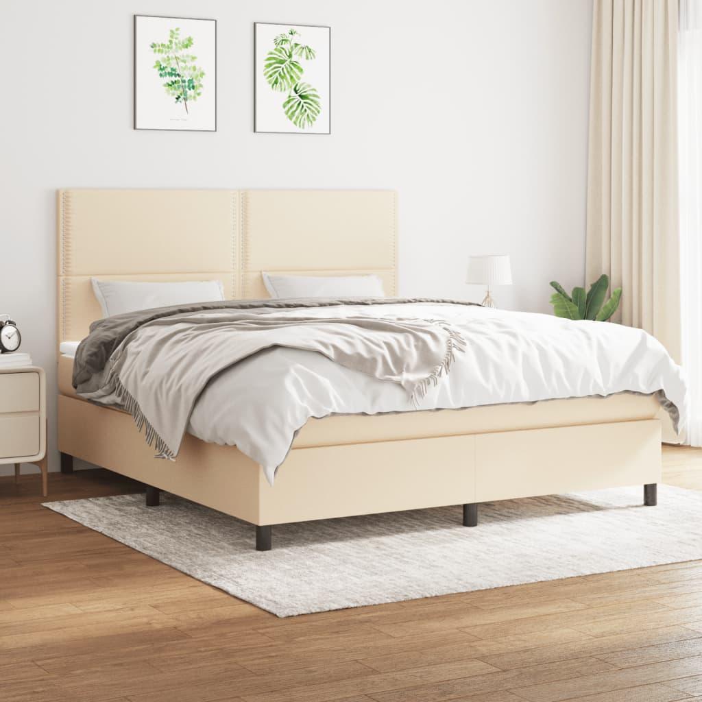 Kontinentalseng med madras 160x200 cm stof cremefarvet