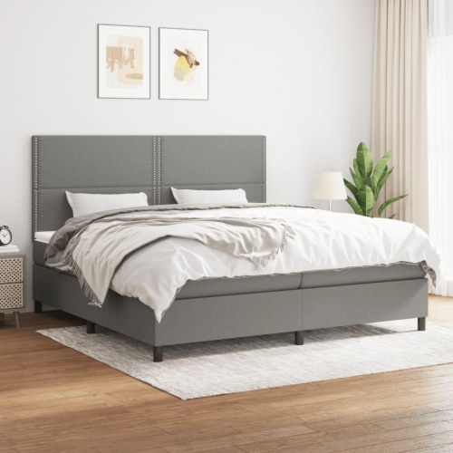 Kontinentalseng med madras 200×200 cm - stof, mørkegrå