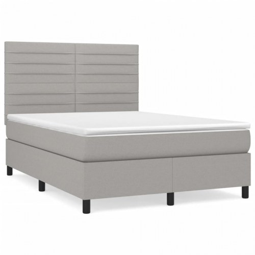 Kontinentalseng med madras 140×190 cm - stof, lysegrå