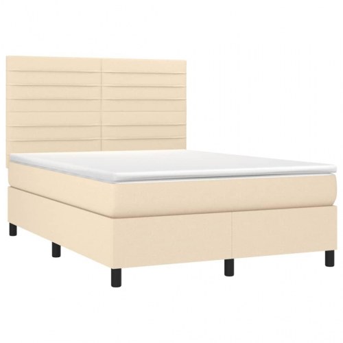 Kontinentalseng med madras 140×190 cm - stof, cremefarvet