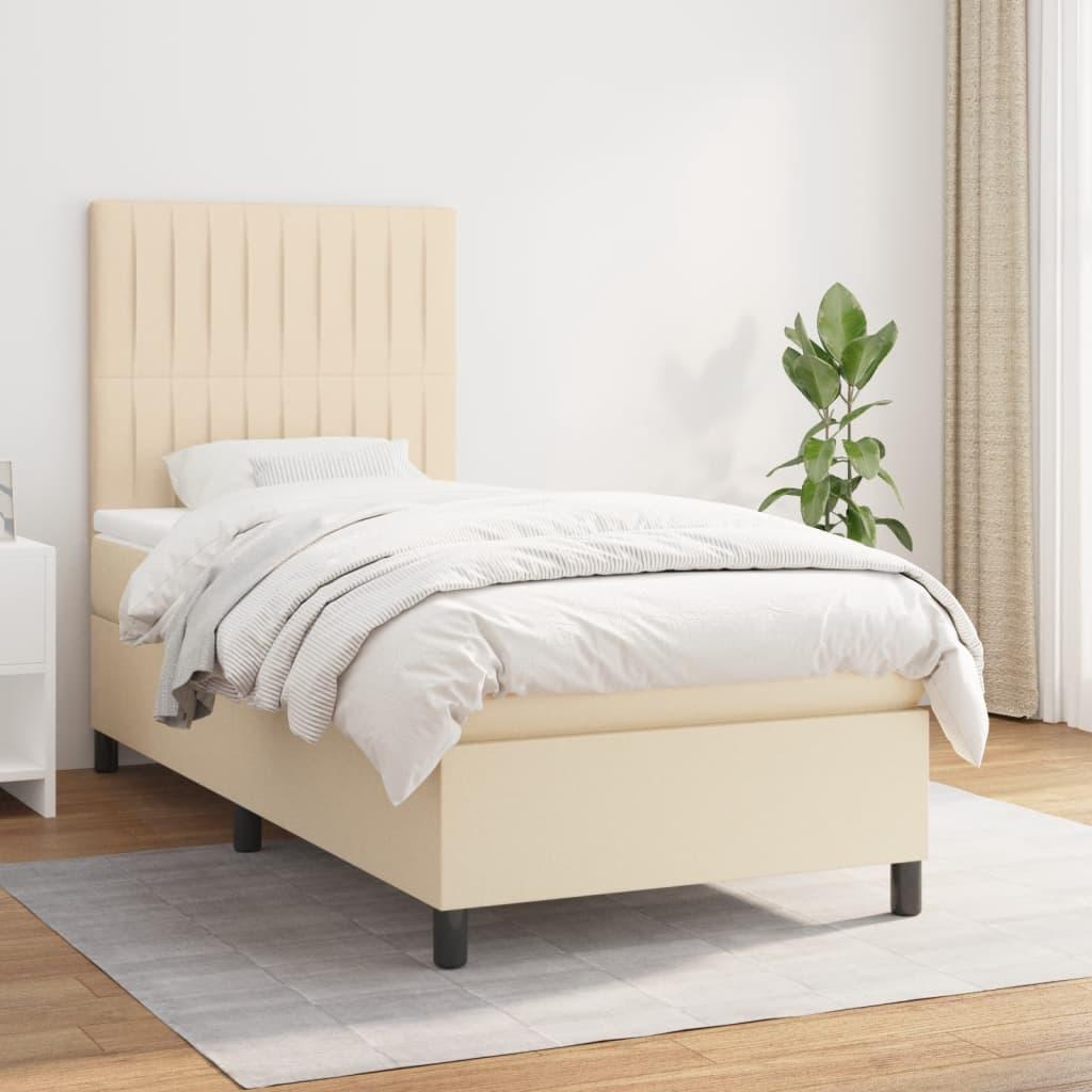 Kontinentalseng Med Madras Stof Farvet Creme - Lodrette striber / 100 x 200 cm