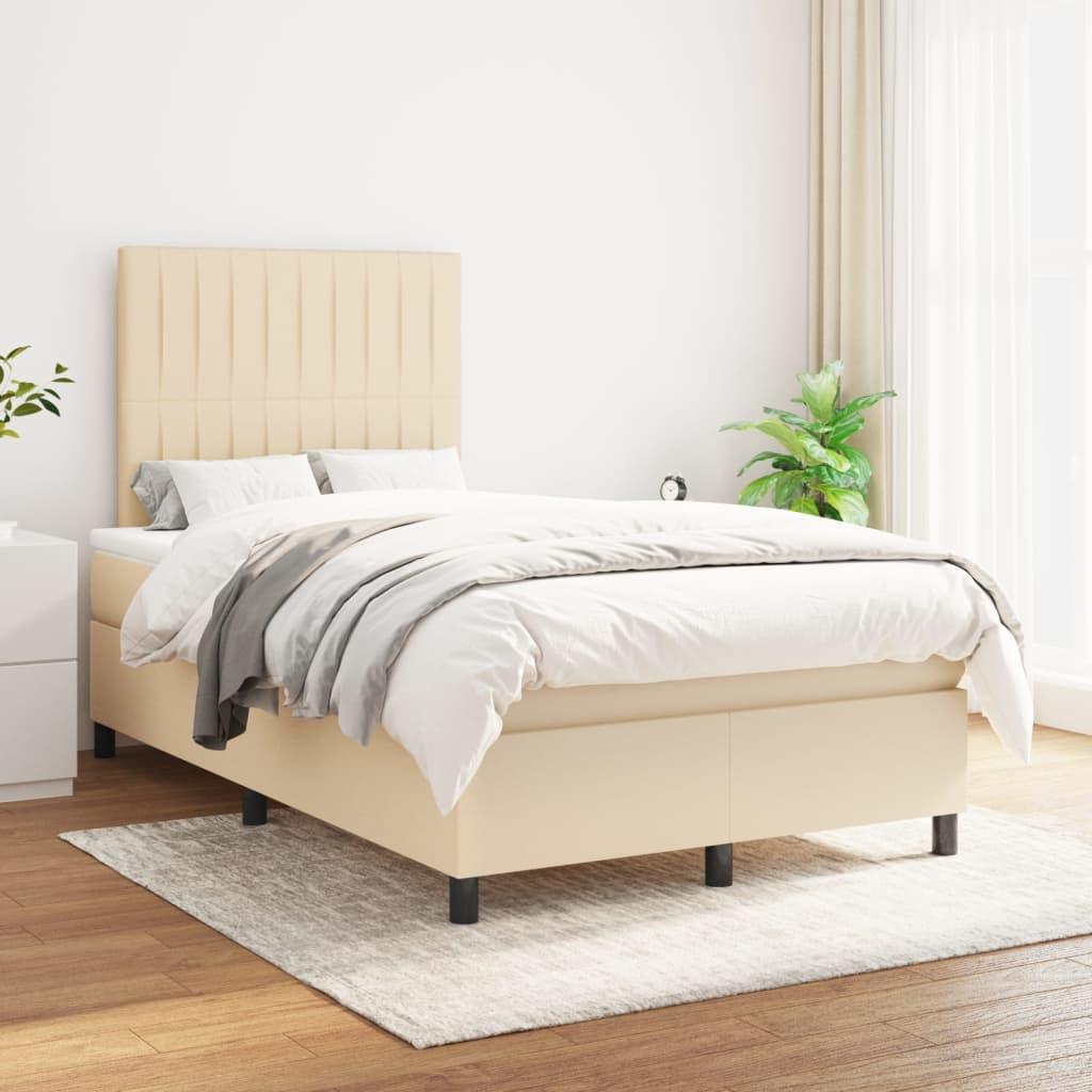 Kontinentalseng Med Madras Stof Farvet Creme - Lodrette striber / 120 x 200 cm
