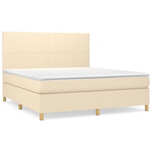 Kontinentalseng med madras 180×200 cm - stof, cremefarvet