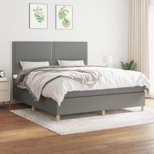 Kontinentalseng med madras 180×200 cm - stof, mørkegrå