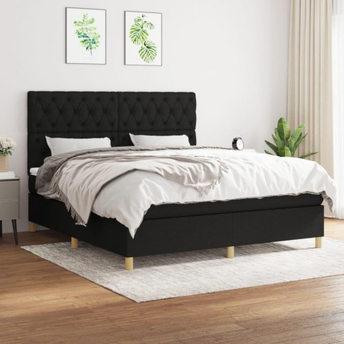 Kontinentalseng med madras 160×200 cm - stof, sort
