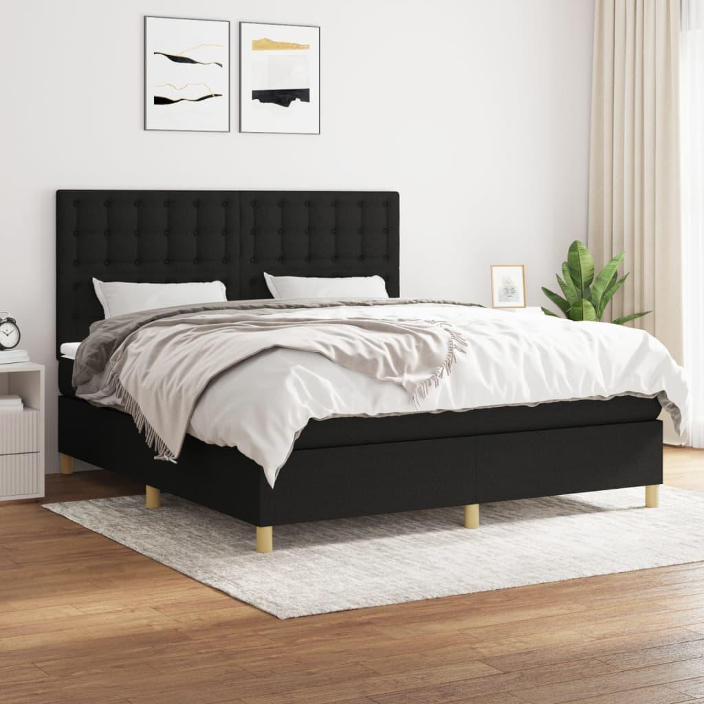 Kontinentalseng Med Madras Stof Sort - knapper / 180 x 200 cm