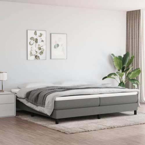 Kontinentalseng med madras 200 x 200 cm - stof, mørkegrå