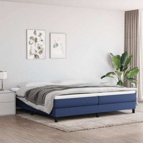 Kontinentalseng med madras 200x200 cm - stof, blå