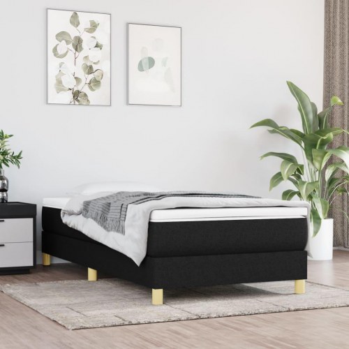 Kontinentalseng med madras 90×200 cm - stof, sort