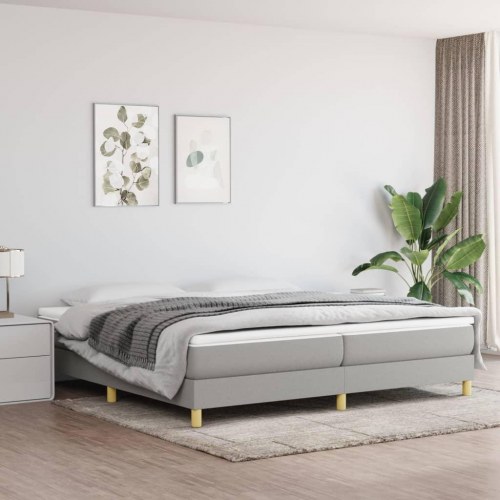 Kontinentalseng med madras 200x200 cm - stof, lysegrå