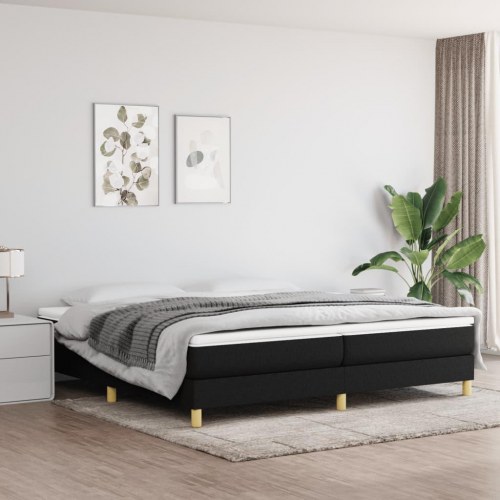 Kontinentalseng med madras 200 × 200 cm - stof, sort
