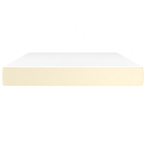 Springmadras med pocketfjedre 140x200x20 cm kunstlæder creme