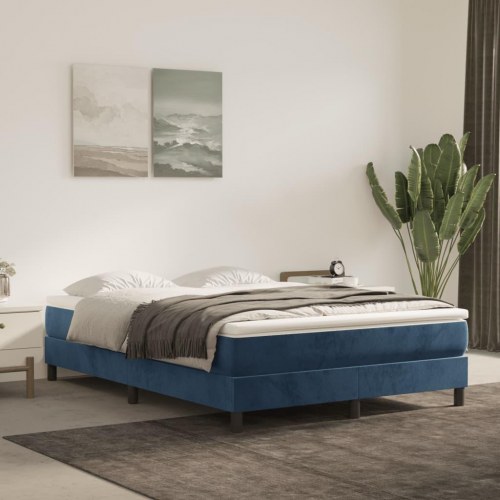 Springmadras med pocketfjedre - medium 140×200×20 cm, fløjl mørkeblå