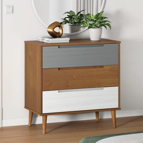 Kommode MOLDE 80×40×80 cm i massivt fyrretræ - brun