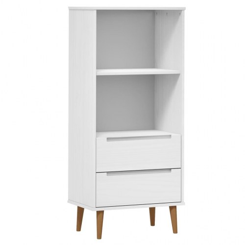 Bogreol MOLDE 60x35x133,5 cm massivt fyrretræ hvid