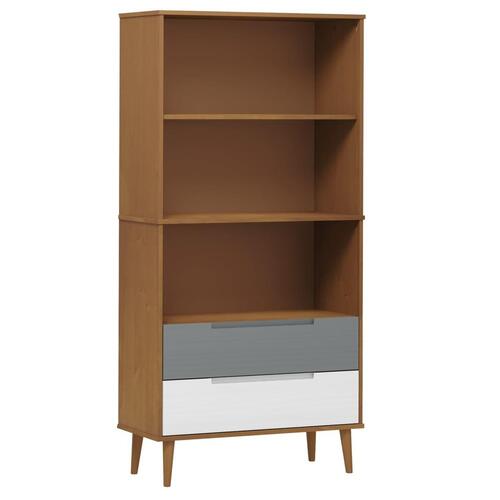 Bogreol MOLDE 85x35x170,5 cm massivt fyrretræ brun
