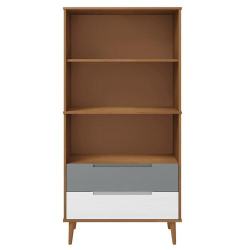 Bogreol MOLDE 85x35x170,5 cm massivt fyrretræ brun