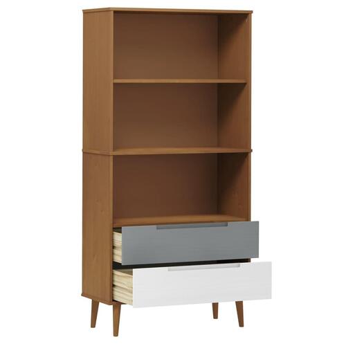 Bogreol MOLDE 85x35x170,5 cm massivt fyrretræ brun
