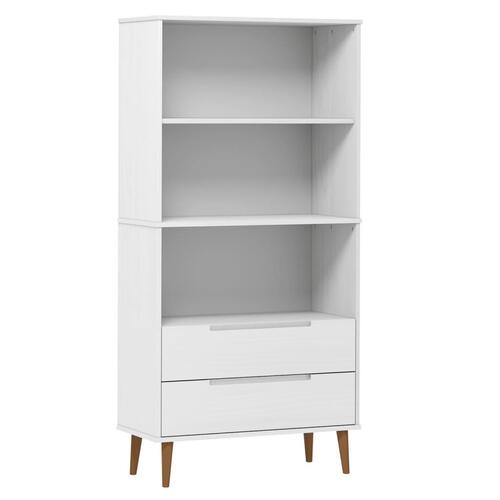 Bogreol MOLDE 85x35x170,5 cm massivt fyrretræ hvid