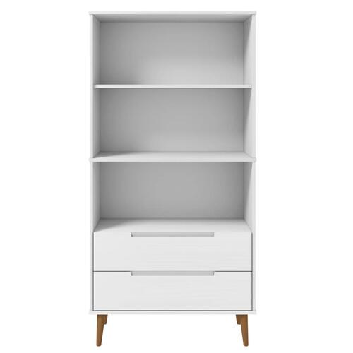 Bogreol MOLDE 85x35x170,5 cm massivt fyrretræ hvid