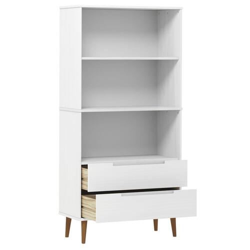 Bogreol MOLDE 85x35x170,5 cm massivt fyrretræ hvid