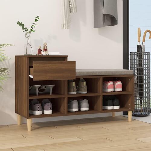 Skoskab 102x36x60 cm konstrueret træ brun egetræ