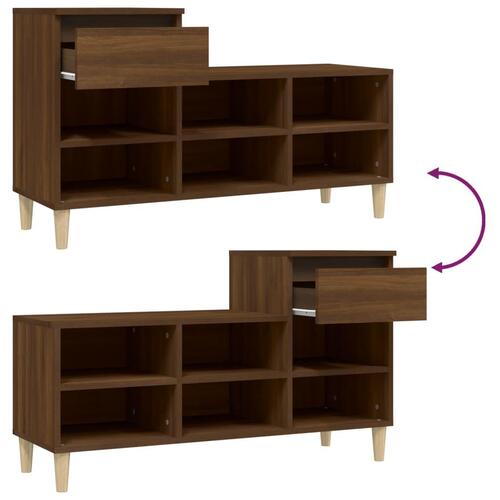 Skoskab 102x36x60 cm konstrueret træ brun egetræ