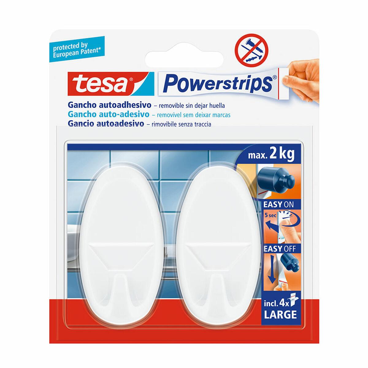 TESA Powerstrips kroge - hvid, 2 stk., max 2 kg