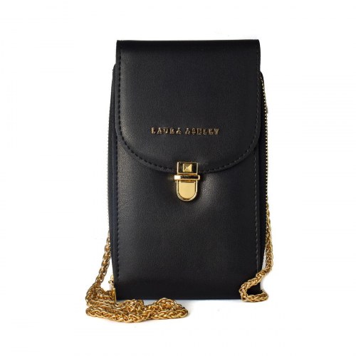 Laura Ashley skuldertaske KIRBY-PLAIN-BLACK - sort, 19 × 11 × 4 cm