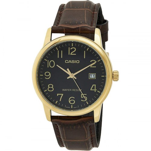 Casio Collection herreur - brun rem, sort skive (Ø 44 mm)