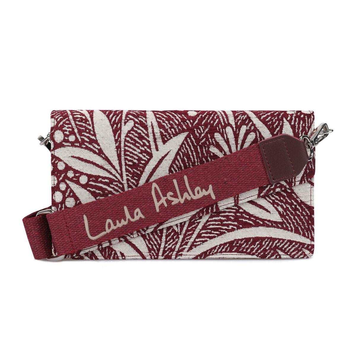 Laura Ashley skuldertaske CRESTON FLOWER, grå/bordeaux - 24 × 13 × 3 cm