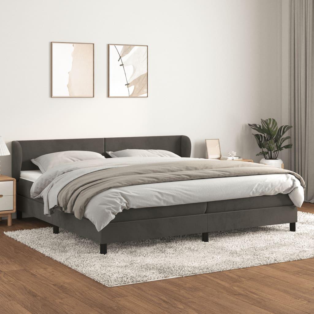 Kontinentalseng Med Madras Fløjl - Mørkegrå / 200 X 200 cm / Med ensartet mønster