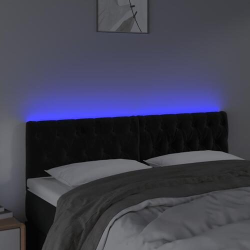 Sengegavl med LED-lys 144x7x78/88 cm velour sort