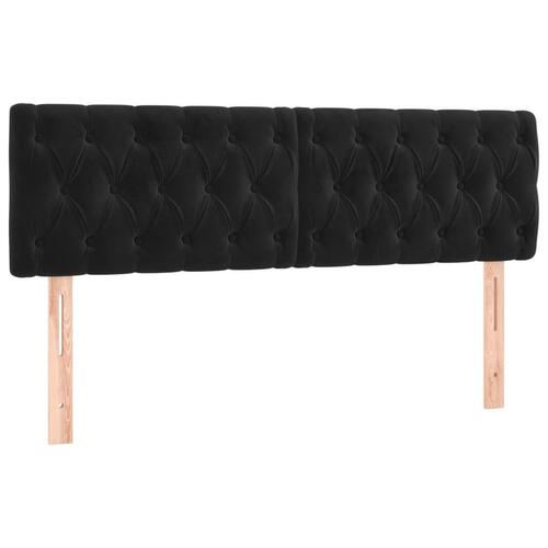 Sengegavl med LED-lys 144x7x78/88 cm velour sort