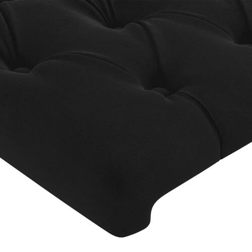 Sengegavl med LED-lys 144x7x78/88 cm velour sort