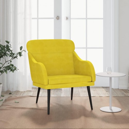 Lænestol i velour - gul, 63 × 76 × 80 cm