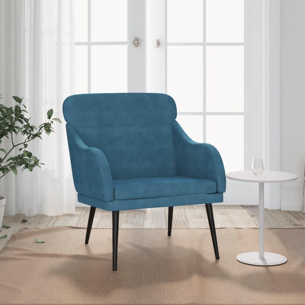 Lænestol 63x76x80 Cm Velour Blå