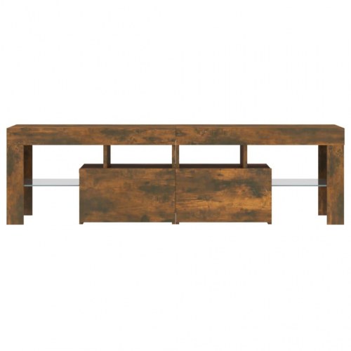 Tv-bord med LED-lys 140×36,5×40 cm - røget egetræsfarve