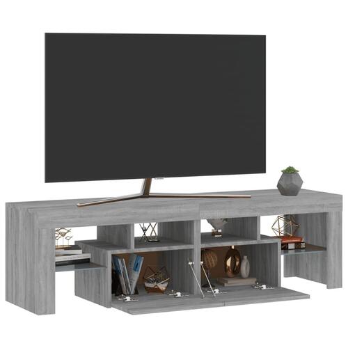 Tv-bord med LED-lys 140x36,5x40 cm grå sonoma-eg